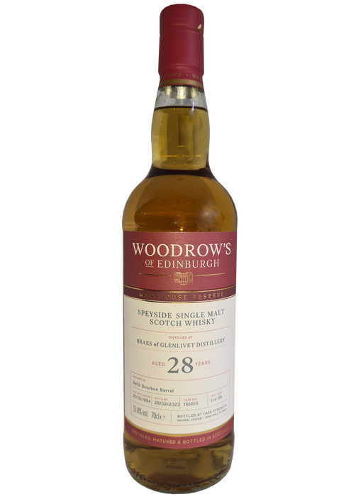 Woodrow's of Edinburgh Warehouse Reserve Braes of Glenlivet 28 Year Old 70cl