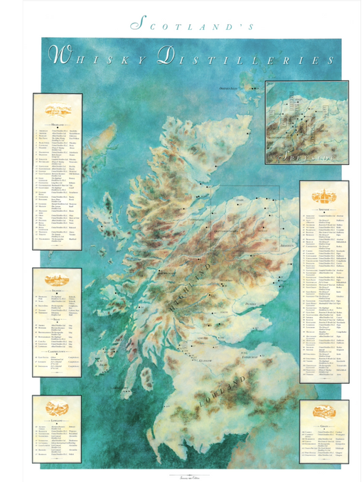Karte der Whiskybrennerei von Schottland