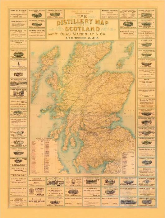 Karte der Whiskybrennerei von Schottland